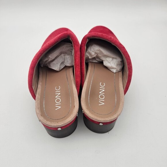 Vionic Kacie Red Suede Clogs Mules Slip On Womens Sz 7 NEW READ - Picture 6 of 11
